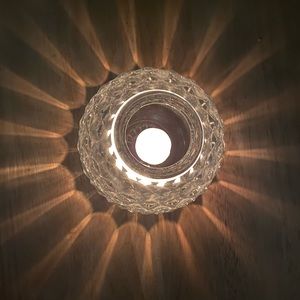 MCM Vintage Homco Indiana clear glass diamond fairy lamp candle holder globe